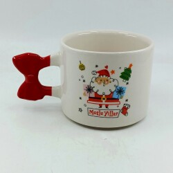 DAĞINIK NOEL BABA MUTLU YILLAR-KURDELE KUPA - KIRMIZI SAP - 