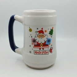 DAĞINIK NOEL BABA MUTLU YILLAR-SERAMİK BİRA BARDAĞI - KOBALT SAP - 
