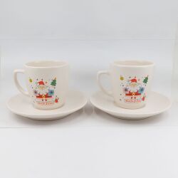 DAĞINIK NOEL BABA MUTLU YILLAR-SİLİNDİR METAL KUTU - İKİLİ TÜRK KAHVESİ FİNCANI TRANSPARAN SAP - 