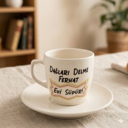 DAĞLARI DELME FERHAT EVİ-KLASİK TÜRK KAHVESİ FİNCANI - TRANSPARAN GÖVDE - 