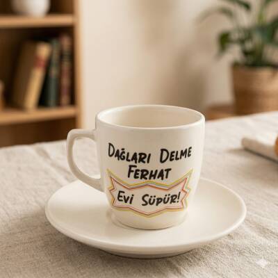 DAĞLARI DELME FERHAT EVİ-KLASİK TÜRK KAHVESİ FİNCANI - TRANSPARAN GÖVDE - 1