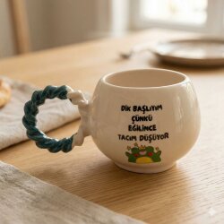 DİK BAŞLIYIM ÇÜNKÜ - BALONCUK KUPA - YEŞİL SAP - 