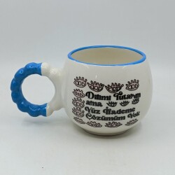 DİLİMİ TUTARIM YÜZ İFADEME ÇÖZÜM YOK-PUF KUPA - MAVİ SAP MAVİ TURNET - 