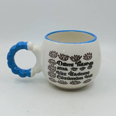 DİLİMİ TUTARIM YÜZ İFADEME ÇÖZÜM YOK-PUF KUPA - MAVİ SAP MAVİ TURNET - 1