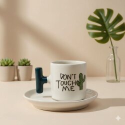 DONT TOUCH ME-T TÜRK KAHVESİ FİNCANI - YEŞİL SAP - 