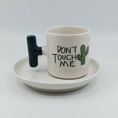 DONT TOUCH ME-T TÜRK KAHVESİ FİNCANI - YEŞİL SAP - 1