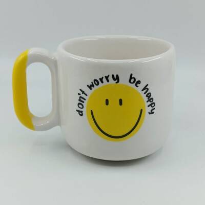 DONT WORRY BE HAPPY-ARYA ÇAY FİNCANI - SARI SAP - 1