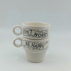 DONT WORRY BE HAPPY -ESPRESSO-İKİLİ ESPRESSO BARDAĞI - TRANSPARAN - 