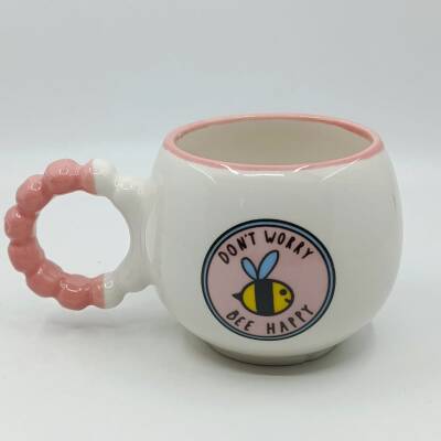 DONT WORRY BEE HAPPY-PUF KUPA - PEMBE SAP PEMBE TURNET - 1