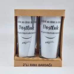 DOSTLUK-İKİLİ RAKI BARDAĞI - ŞEFFAF - 