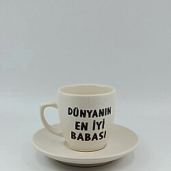 DÜNYANIN EN İYİ BABASI 2-KLASİK TÜRK KAHVESİ FİNCANI - TRANSPARAN GÖVDE - 