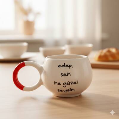 EDEP SEN NE GÜZEL ŞEYSİN-BALONCUK KUPA - KIRMIZI SAP - 1