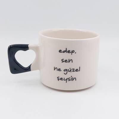 EDEP SEN NE GÜZEL ŞEYSİN-KALP KUPA - SİYAH SAP - 1