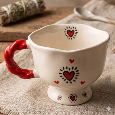 EFEKTLİ KALP-SET-BALERİN KUPA - KIRMIZI SAP - 1