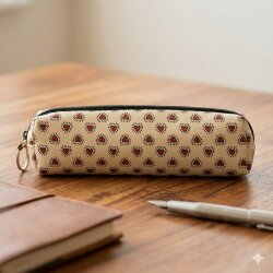 EFEKTLİ KIRMIZI KALPLER-DERİ KALEM KUTU - TEKLİ - 