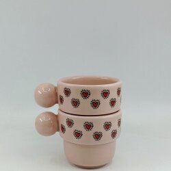 EFEKTLİ KIRMIZI KALPLER-İKİLİ PUNTO ESPRESSO - PEMBE SAP PEMBE GÖVDE - 