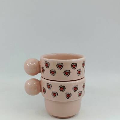 EFEKTLİ KIRMIZI KALPLER-İKİLİ PUNTO ESPRESSO - PEMBE SAP PEMBE GÖVDE - 1