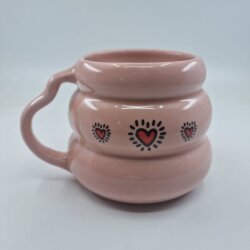 EFEKTLİ KIRMIZI KALPLER-KOVAN KUPA - PEMBE SAP PEMBE GÖVDE - 