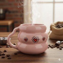 EFEKTLİ KIRMIZI KALPLER-KOVAN KUPA - PEMBE SAP PEMBE GÖVDE - 