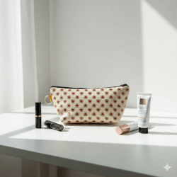 EFEKTLİ KIRMIZI KALPLER-MAKYAJ ÇANTASI - TEKLİ - 