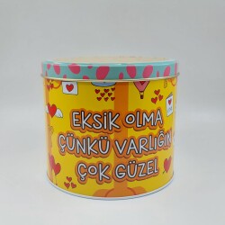 EKSİK OLMA -SİLİNDİR METAL KUTU KAHVE - BOŞ KUTU - 1
