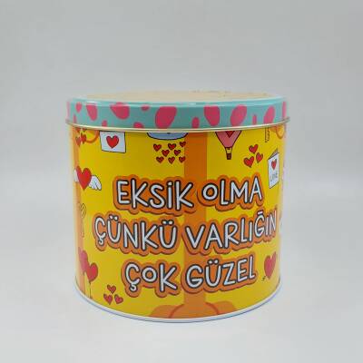 EKSİK OLMA -SİLİNDİR METAL KUTU KAHVE - BOŞ KUTU - 1