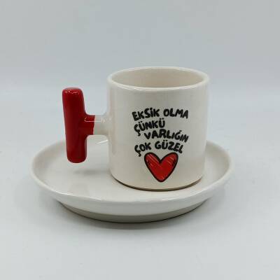 EKSİK OLMA -T TÜRK KAHVESİ FİNCANI - KIRMIZI SAP - 1