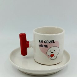 EN GÜZEL ANNE-T TÜRK KAHVESİ FİNCANI - KIRMIZI SAP - 