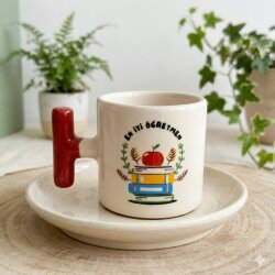 EN İYİ ÖĞRETMEN-T TÜRK KAHVESİ FİNCANI - KIRMIZI SAP - 