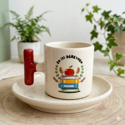 EN İYİ ÖĞRETMEN-T TÜRK KAHVESİ FİNCANI - KIRMIZI SAP - 1