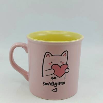 EN SEVDİĞİME-İDA KUPA - PEMBE SAP PEMBE GÖVDE SARI İÇ - 1