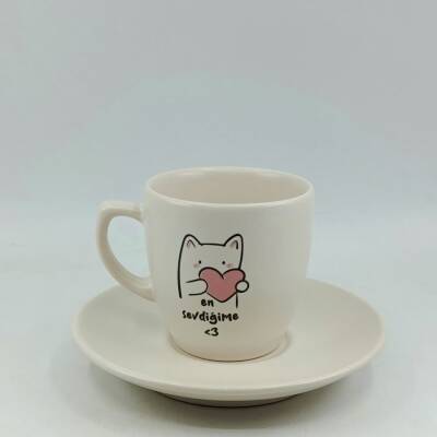 EN SEVDİĞİME-KLASİK TÜRK KAHVESİ FİNCANI - TRANSPARAN GÖVDE - 1