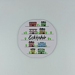 ESKİŞEHİR ODUNPAZARI EVLERİ-AHŞAP BARDAK ALTLIĞI - TEKLİ - 