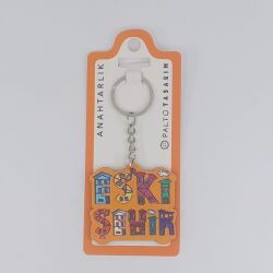 ESKİŞEHİR TİPOGRAFİ-AHŞAP ANAHTARLIK - TEKLİ TURUNCU ZEMİN - 