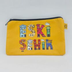 ESKİŞEHİR TİPOGRAFİ-DERİ CÜZDAN - TEKLİ TURUNCU ZEMİN - 