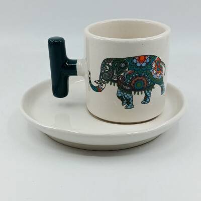 ETNİK FİL-T TÜRK KAHVESİ FİNCANI - YEŞİL SAP - 1