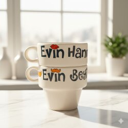 EVİN BEYİ & EVİN HANIMI-İKİLİ ESPRESSO BARDAĞI - TRANSPARAN - 