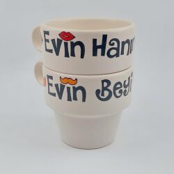 EVİN BEYİ & EVİN HANIMI-İKİLİ ESPRESSO BARDAĞI - TRANSPARAN - 1