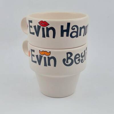 EVİN BEYİ & EVİN HANIMI-İKİLİ ESPRESSO BARDAĞI - TRANSPARAN - 1