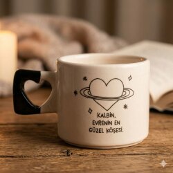 EVRENİN EN GÜZEL KÖŞESİ-KALP KUPA - SİYAH SAP - 