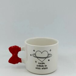 EVRENİN EN GÜZEL KÖŞESİ-KURDELE KUPA - KIRMIZI SAP - 