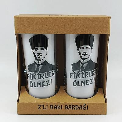 FİKİRLER ÖLMEZ-İKİLİ RAKI BARDAĞI - ŞEFFAF - 1