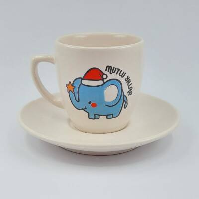 FİL MUTLU YILLAR-KLASİK TÜRK KAHVESİ FİNCANI - TRANSPARAN GÖVDE - 1