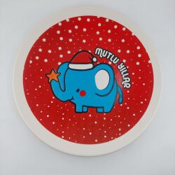 FİL MUTLU YILLAR-SATÜRN SUNUM TABAĞI - TRANSPARAN GÖVDE - 