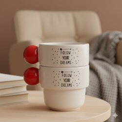 FOLLOW YOUR DREAMS-İKİLİ PUNTO ESPRESSO - KIRMIZI SAP - 