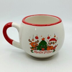 GEYİK ÇAM AĞACI NOEL BABA MUTLU YILLAR-BALON KUPA - KIRMIZI SAP KIRMIZI TURNET - 