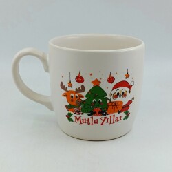 GEYİK ÇAM AĞACI NOEL BABA MUTLU YILLAR-BODUR KUPA - TRANSPARAN - 