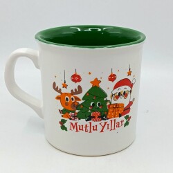 GEYİK ÇAM AĞACI NOEL BABA MUTLU YILLAR-İDA KUPA - TRANSPARAN SAP TRANSPARAN GÖVDE YEŞİL İÇ - 