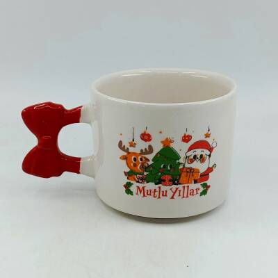 GEYİK ÇAM AĞACI NOEL BABA MUTLU YILLAR-KURDELE KUPA - KIRMIZI SAP - 1