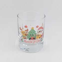GEYİK ÇAM AĞACI NOEL BABA MUTLU YILLAR-SHOT BARDAĞI - ŞEFFAF - 